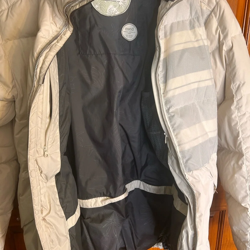 Holden Weston Stripe Down Puffer Jacket - women Medium - White/Grey - No Hood